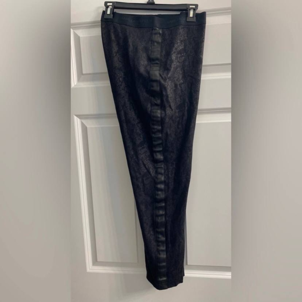 Karl Lagerfeld Black Jacquard Textured Leggings Sz XL